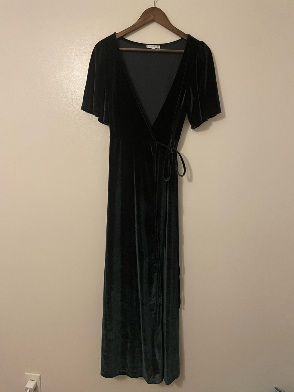 Baltic Born Velvet Wrap Maxi Dress - Deep Green